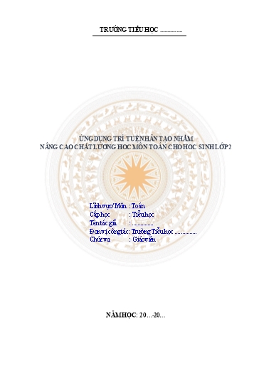 Đơn công nhận SKKN Ứng dụng trí tuệ nhân tạo nhằm nâng cao chất lượng học môn Toán cho học sinh Lớp 2