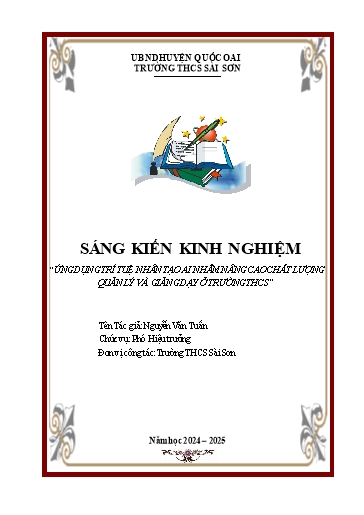 Sáng kiến kinh nghiệm Ứng dụng trí tuệ nhân tạo AI nhằm nâng cao chất lượng quản lý và giảng dạy ở trường THCS