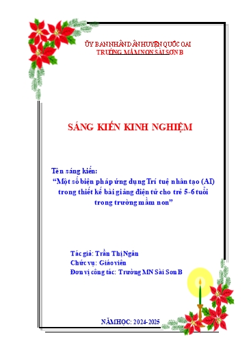 SKKN Một số biện pháp ứng dụng Trí tuệ nhân tạo (AI) trong thiết kế bài giảng điện tử cho trẻ 5-6 tuổi trong trường Mầm non