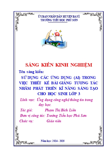 SKKN Sử dụng các ứng dụng (AI) trong việc thiết kế bài giảng tương tác nhằm phát triển kĩ năng sáng tạo cho học sinh Lớp 3